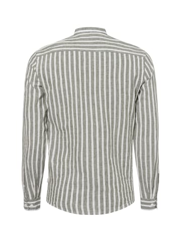 Lindbergh Freizeithemd mit Leinen-Anteil in khaki weiß - 0001