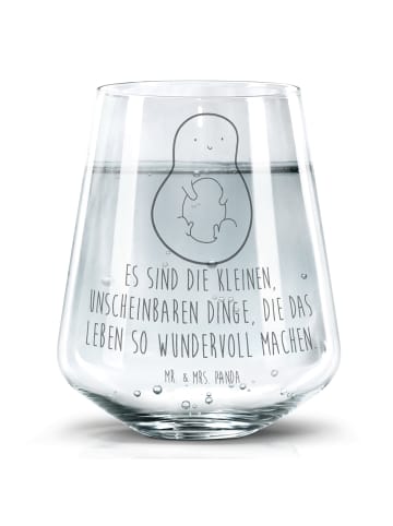 Mr. & Mrs. Panda Trinkglas Avocado Kern mit Spruch in Transparent