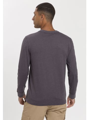 H.I.S. Langarmshirt in anthrazit-meliert, marine