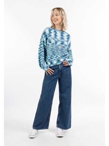 myMo Damen Strickpullover in Blau Mehrfarbig