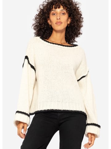 SASSYCLASSY Pullover mit farbigen Blenden in Offwhite