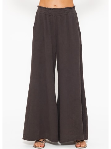 SASSYCLASSY Musselin Pants mit weitem Bein in Braun