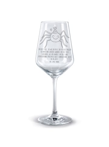 Mr. & Mrs. Panda Rotwein Glas Spinne Agathe Party mit Spruch in Transparent