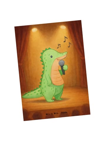 Mr. & Mrs. Panda Postkarte Krokodil Singen Design ohne Spruch in Weiß