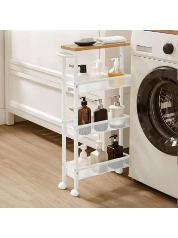 relaxdays Nischenwagen in Natur/ Weiß - (B)13 x (H)77 x (T)45 cm