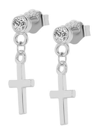 Adeliás Damen Anhänger – Kreuz Kreuzanhänger aus 925 Silber mit Zirkonia in silber