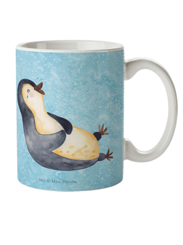 Mr. & Mrs. Panda Plastikbecher Pinguin Lachen ohne Spruch in Eisblau