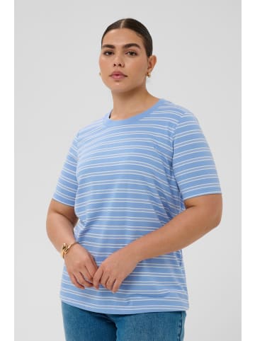 KAFFE curve T-Shirt kurzarm KCjilla Regular fit in Vista Blue/Chalk Stripes