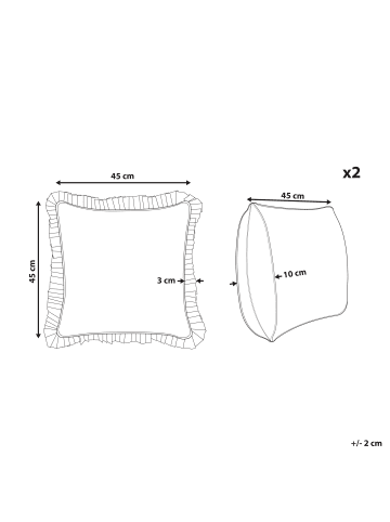 Beliani 2er-Set Dekokissen AMOENA in Blau/Braun/Weiß