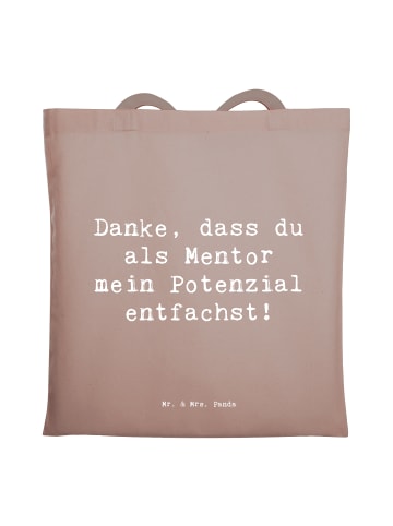 Mr. & Mrs. Panda Tote Bag Spruch Mentor Potenzial mit Spruch in Braun Pastell