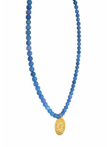Gemshine Kette mit Anhänger MEDAILLE - JADE BLAU in gold coloured