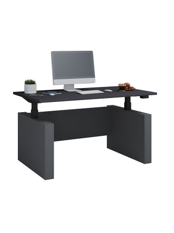 VCM Schreibtisch höhenverstellbar Salia 140x80 in Anthrazit / Anthrazit