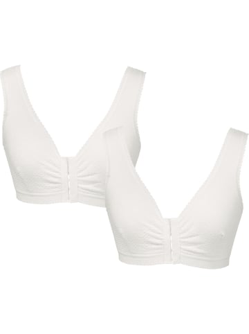 MedoVital Baumwolle Vorderverschluss-BH ohne Bügel 2er-Pack in weiß