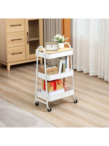 HOMCOM Küchenwagen-45L x 31B x 79,4H cm-Weiß