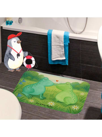 Mr. & Mrs. Panda Badezimmerteppich Frosch Liebe Design ohne Spruch in Weiß
