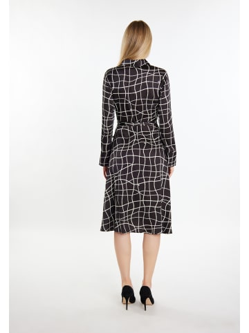 DreiMaster Klassik Damen Midikleid in Schwarz Wollweiss