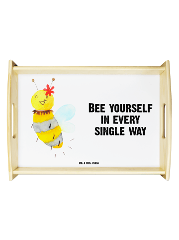 Mr. & Mrs. Panda Servierplatte Biene Blume mit Spruch in Weiß