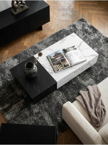 KADIMA DESIGN Couchtisch 120x60x28 cm Schwarz Sofatisch in Marmor-Optik