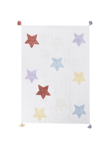 Beliani Kinderteppich MEREVI in Bunt/Weiß/Blau - (W) 200 x (L) 140 cm