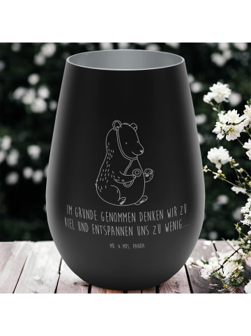 Mr. & Mrs. Panda Gold Windlicht Bär Arzt mit Spruch in Schwarz
