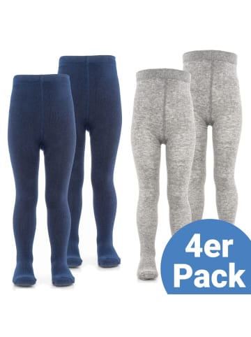 LaLoona Strumpfhose 4er Pack - Marine Grau-Melan in blau,grau