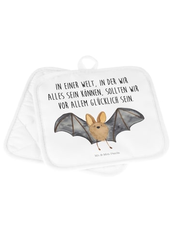 Mr. & Mrs. Panda Topflappen Set Fledermaus Flügel mit Spruch in Weiß