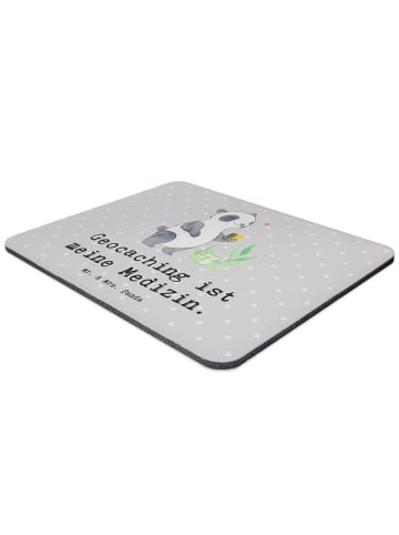 Mr. & Mrs. Panda Mousepad Panda Geocaching mit Spruch in Grau Pastell
