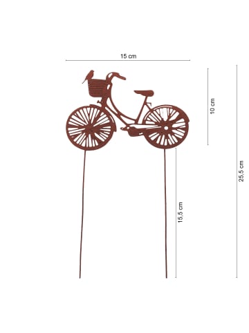 UNUS Gartenstecker Rost Fahrrad in Braun