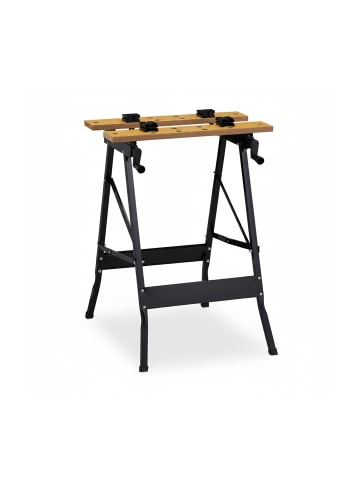 relaxdays Werkbank in Natur/ Schwarz - (B)56 x (H)75,5 x (T)62 cm