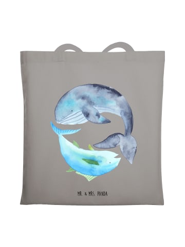 Mr. & Mrs. Panda Tote Bag Walfisch Thunfisch ohne Spruch in Light Grey