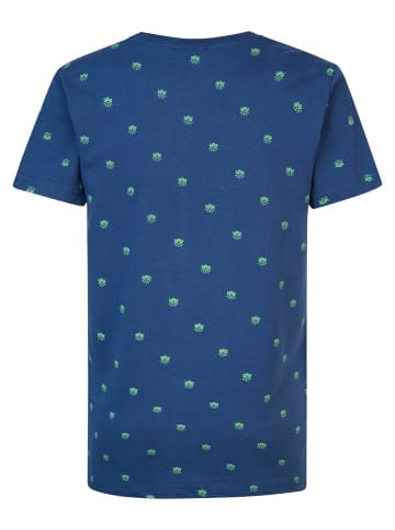 Petrol Industries T-Shirt mit Allover-Muster Ray in Blau