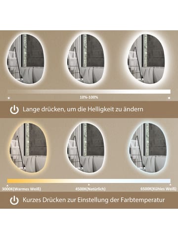 HOMCOM Badspiegel-80L x 60B x 5H cm-Silber