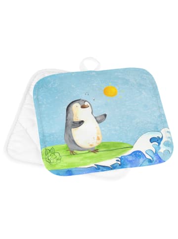 Mr. & Mrs. Panda 2er Set Topflappen  Pinguin Surfer ohne Spruch in Eisblau