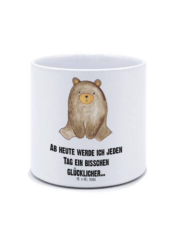Mr. & Mrs. Panda Blumentopf Groß Bär sitzend mit Spruch in Weiß