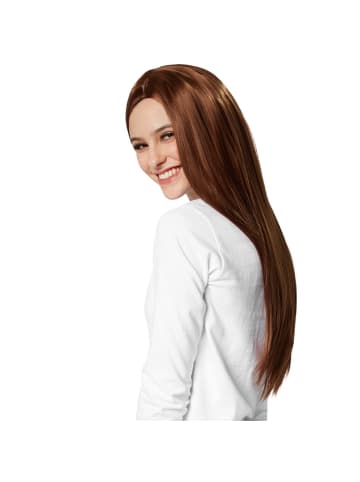 tectake Langhaarperücke mit glattem Haar, braun