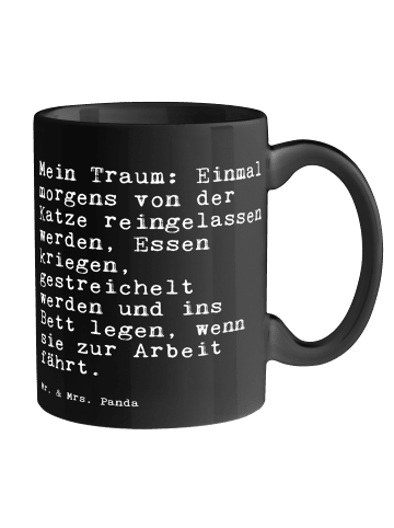 Mr. & Mrs. Panda Tasse Mein Traum: Einmal morgens... mit Spruch in Schwarz