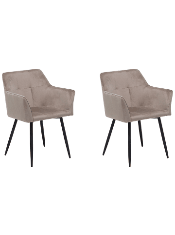 Beliani 2er-Set Esszimmerstuhl JASMIN in Beige/Schwarz