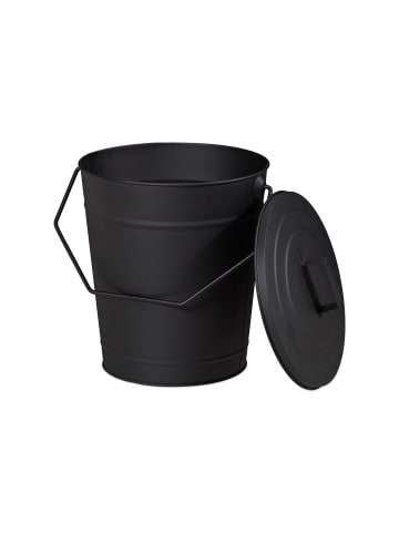 relaxdays Ascheeimer in Schwarz - 12 l