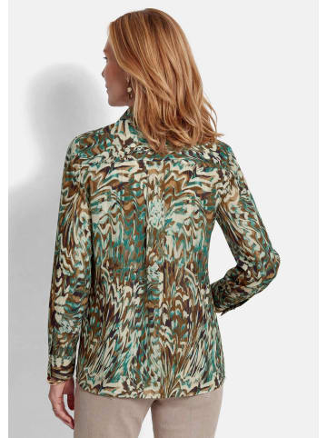 GOLDNER Hemdbluse mit künstlerischem Muster in graugrün / gemustert