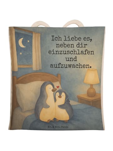 Mr. & Mrs. Panda Einkaufstasche Pinguine Einschlafen Design mit ... in Weiß