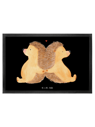 Mr. & Mrs. Panda Eingangsmatte Igel händchenhaltend ohne Spruch in Schwarz