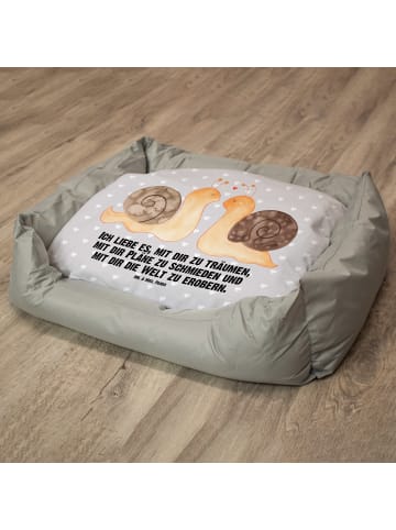 Mr. & Mrs. Panda Hundeliege Schnecken Liebe mit Spruch in Grau Pastell
