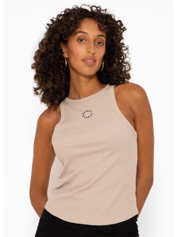 SASSYCLASSY Geripptes Tanktop in beige