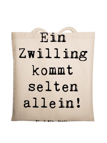 Mr. & Mrs. Panda Tragetasche Spruch Zwillingsgeschwister Liebe m... in Creme