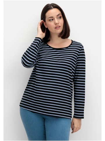 sheego Ringelshirt in taubenblau gestreift