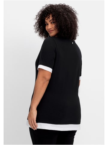 sheego Jerseyshirt in schwarz-weiß
