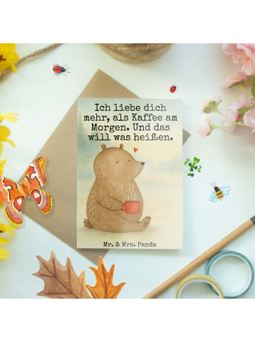Mr. & Mrs. Panda Klappkarte Bär Morgenkaffee Design mit Spruch in Weiß