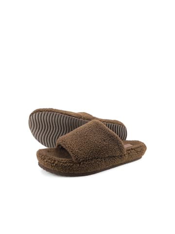 Flip Flop Hausschuh "home*slide teddy"  in Braun