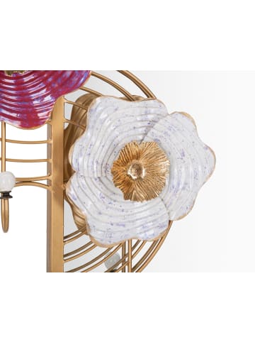 Mauro Ferretti Wandspiegel mit mehrfarbigen Metallblumen, 75 x 9,5 x 64,1 cm