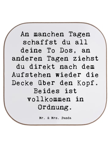 Mr. & Mrs. Panda Drink Coaster Spruch Tapferkeit im Alltag mit S... in Weiß
